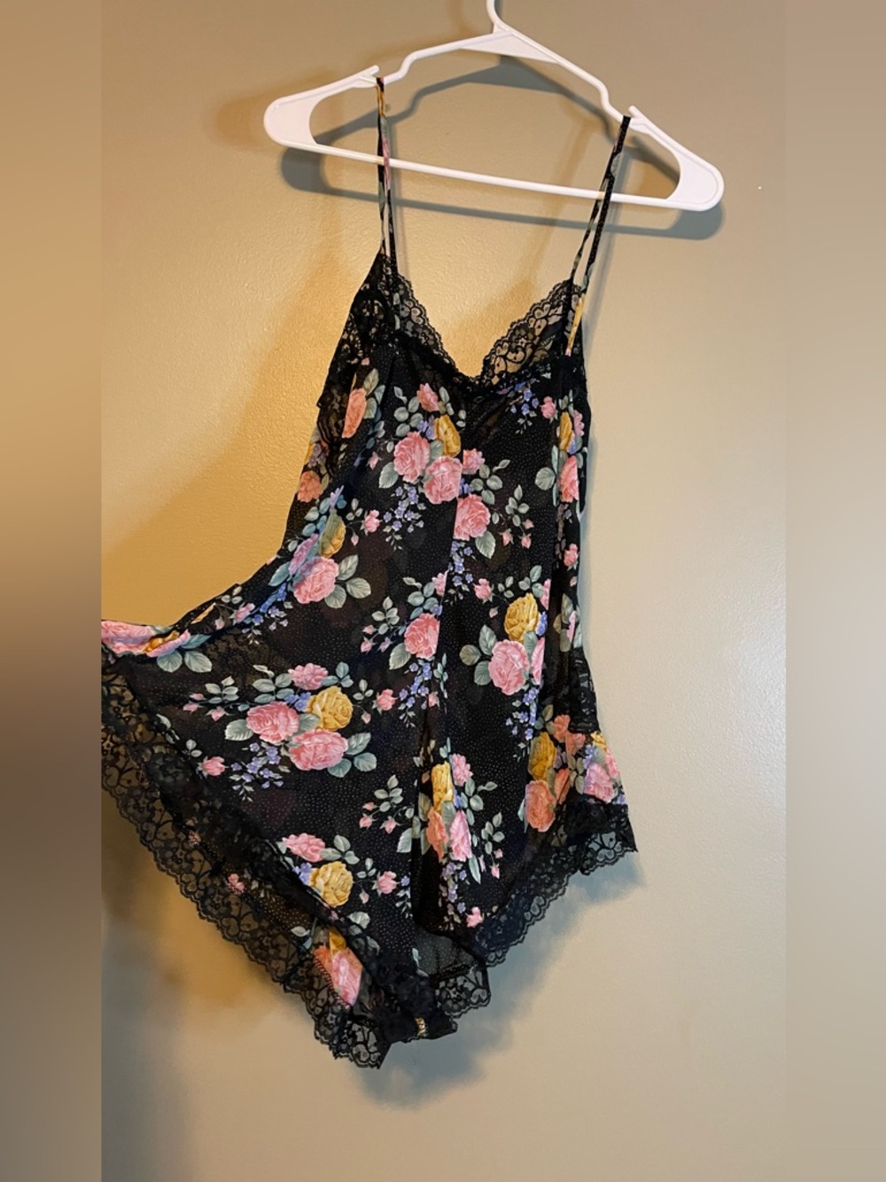 Vintage 1980’s Erica Taylor 2 Piece Floral Lace Sheer Teddy Romper & Robe Set - Picture 10 of 15